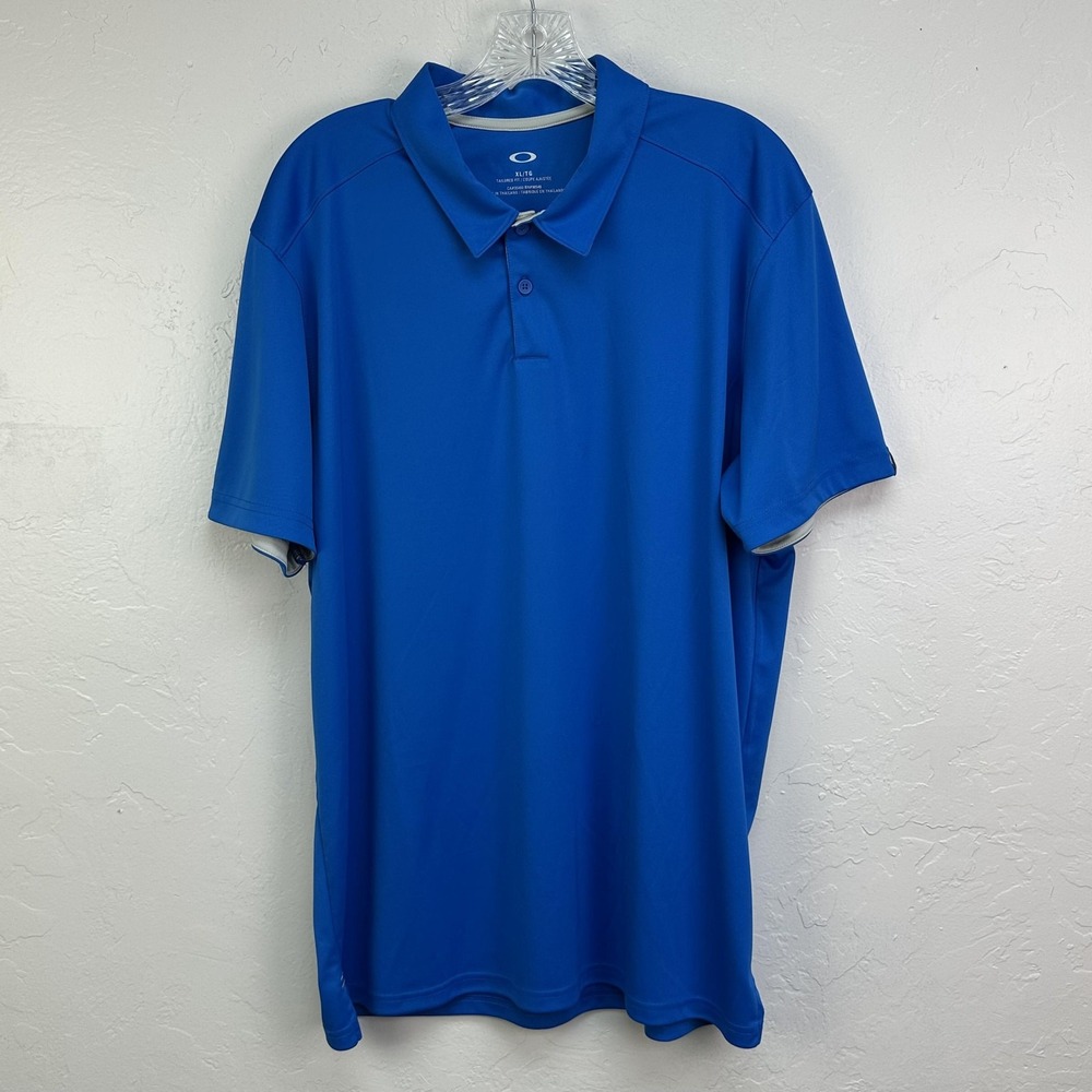 Oakley Polo Shirt Mens Extra Large Blue Tailored Fit Golf Performance Athletic
